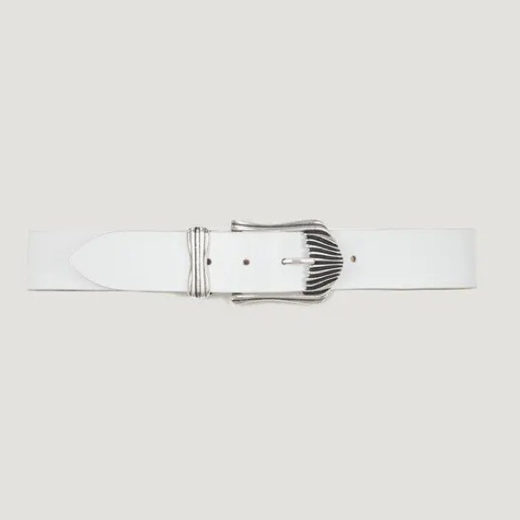 IRO Paris Hecate white silver buckle Italian leather belt - Picture 1 of 11
